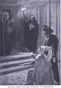 Eleanor Cobham verweigert Zuflucht in Westminster, aus Cassells Geschichte des britischen Volkes veröffentlicht von der Waverley Book Company Limited, ca. 1940