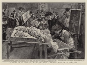 Vorbereitung auf die Krönung, Herstellung der königlichen Roben an der Royal School of Art Needlework von William Hatherell