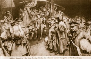 Szenen von ergreifender Freude und Pathos an den großen Bahnhöfen Londons, 1914-19