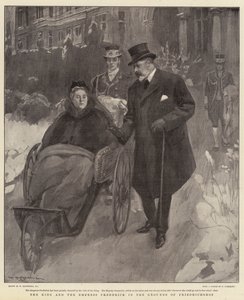 Der König und die Kaiserin Friedrich im Park von Friedrichshof