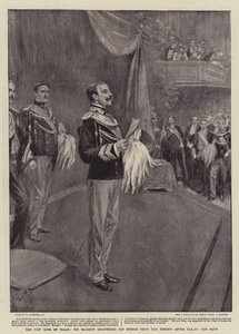 Der neue König von Italien, Seine Majestät hält seine Thronrede nach der Vereidigung von William Hatherell