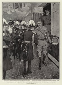 Der Prinz von Wales begrüßt Lord Kitchener am Bahnhof Paddington von William Hatherell