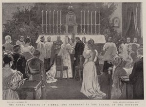 Die königliche Hochzeit in Wien, die Zeremonie in der Kapelle der Hofburg von William Hatherell
