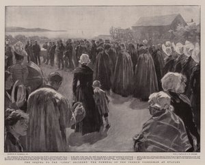 Die Folge des Leda-Vorfalls, die Beerdigung des französischen Fischers in Etaples von William Hatherell