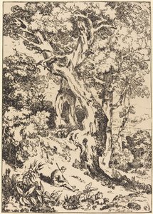 Studie von Bäumen und Sträuchern mit sitzender Figur von William Havell