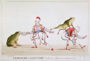 Grimaldis Froschsprung in der komischen Pantomime des Goldenen Fisches, 1812 von William Heath