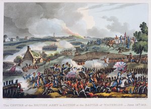 Das Zentrum der britischen Armee in Aktion bei der Schlacht von Waterloo, 18. Juni 1815, aus 