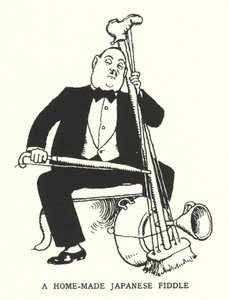 Eine selbstgemachte japanische Geige (Lithografie) von William Heath Robinson