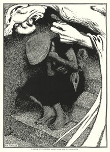 Ein Dschinn von schrecklichem Aussehen erhob sich aus der Erde von William Heath Robinson