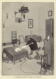 Ein Überraschungspaket für den Katzen-Einbrecher von William Heath Robinson