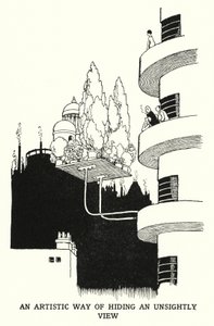 Eine künstlerische Art, eine unschöne Aussicht zu verbergen von William Heath Robinson