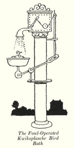Das von Vögeln betriebene Kwiksplasche-Vogelbad