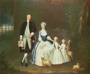 Baptist Noel, 4. Earl of Gainsborough und seine Frau Elizabeth mit ihren Kindern von William Henesy