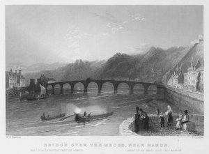 Brücke über die Maas, nahe Namur (Stich)