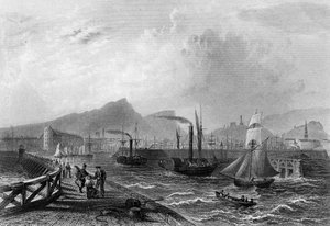 Leith Pier und Hafen, graviert von Robert Wallis, ca. 1820 von William Henry Bartlett