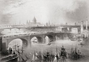 London, Southwark und Blackfriars Brücken über die Themse, London, England, aus 