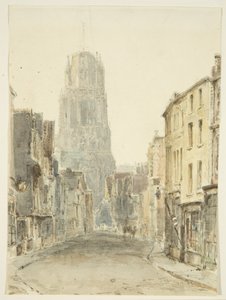 Nordansicht der St. Mary Redcliffe Kirche von Redcliffe Street, ca. 1825