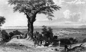 Szene vom Laindon Hill, bei Horndon, Essex, graviert von Henry Wallis, 1832 von William Henry Bartlett