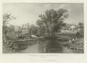 Stisted Hall und Kirche, Essex von William Henry Bartlett