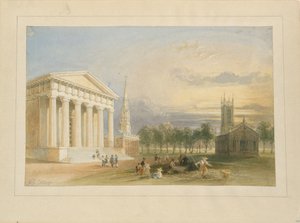 Studie für Bartletts Ansicht des Yale College und des Statehouse von William Henry Bartlett