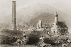 Die Ruinen von Glendalough, County Wicklow, Irland, aus 