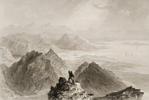 Blick auf die Bantry Bay vom Sugarloaf Mountain, County Cork, aus 