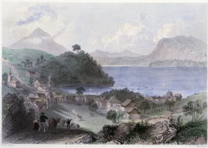 Ansicht von Georgeville und seinem See - in „Canadian Scenery Illustrated“ von William Henri Barlett, herausgegeben von George Virtue