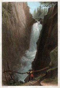 Wasserfälle der Aar im Aar-Gotthard-Massiv, Schweizer Alpen (Gravur)