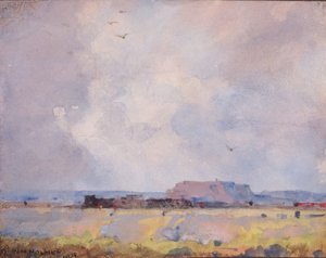 Im Plateau-Land, mit einem bewohnten Pueblo