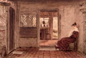 Häuscheninterieur mit nähendem Mädchen, ca. 1828