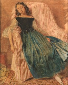 Mädchen schläft in einem Stuhl von William Henry Hunt