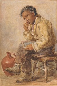 Porträt eines jungen Mannes mit Schiefertafel von William Henry Hunt