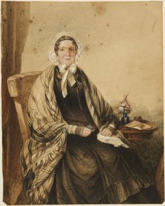 Porträt einer sitzenden Frau mit Schal von William Henry Hunt