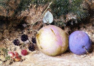 Hagebutten, Brombeeren und Pflaumen von William Henry Hunt