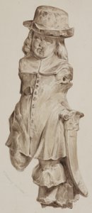 Geschnitzte Figur aus Eiche, einst im Türrahmen des Hauses auf dem Gelände der Boars Head Tavern, Eastcheap, 1834