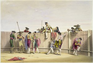 Toreros ruhen zwischen den Stieren, 1865