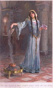 Sie war bekannt dafür, Magie studiert zu haben, während sie im Kloster aufwuchs von William Henry Margetson