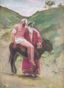 Der barmherzige Samariter, aus Das Bibelbilderbuch, veröffentlicht von Thomas Nelson, ca. 1950