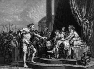 Herodes wird von ihm getadelt..., sperrte Johannes ins Gefängnis, Mitte 19. Jahrhundert von William Henry Mote