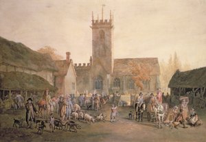 Schweinemarkt im Hof des Fountain Inn, Bedford, 1806 von William Henry Pyne