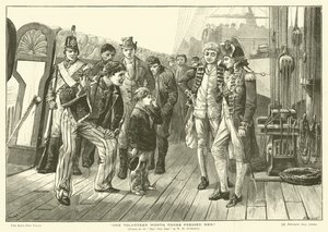 Ein Freiwilliger ist drei gepressten Männern wert (Stich) von William Heysham (after) Overend