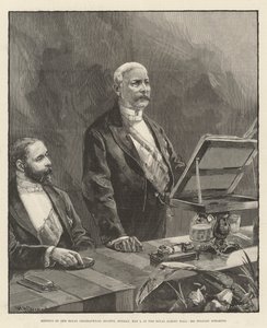 Treffen der Royal Geographical Society, Montag, 5. Mai, in der Royal Albert Hall, Mr. Stanley spricht von William Heysham Overend