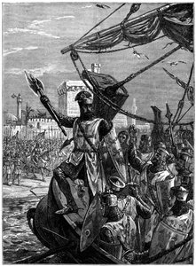 Richard I., Löwenherz landet in Jaffa Joppa, September 1191, ca. 1880 von William Heysham Overend