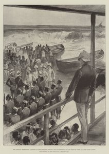 Die Ashanti-Expedition, Landung von Konteradmiral Rawson und seine Begrüßung durch Sir Francis Scott am Cape Coast Castle