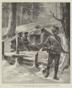 Die Schwarze Berg-Expedition, Offiziersmesse, Lager bei Akhund Baba, 9100 Fuß hoch, im Schneesturm