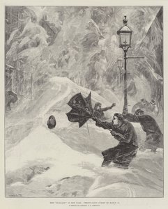 Der Blizzard in New York, 26. Straße am 12. März von William Heysham Overend