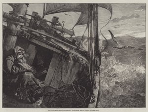 Das gestrandete Schiff Columbine, Elizabeth Mouat an Deck gefesselt
