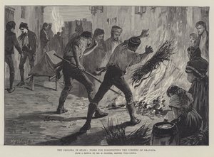 Die Cholera in Spanien, Feuer zur Desinfektion der Straßen von Granada
