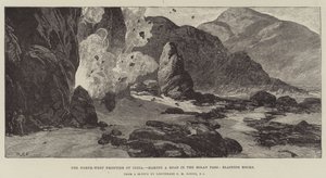 Die Nordwestgrenze Indiens, Straßenbau im Bolan-Pass, Sprengung von Felsen