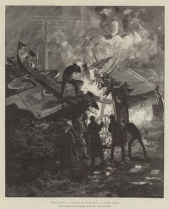 Der Eisenbahnunfall bei Thirsk, eine Nachtszene von William Heysham Overend